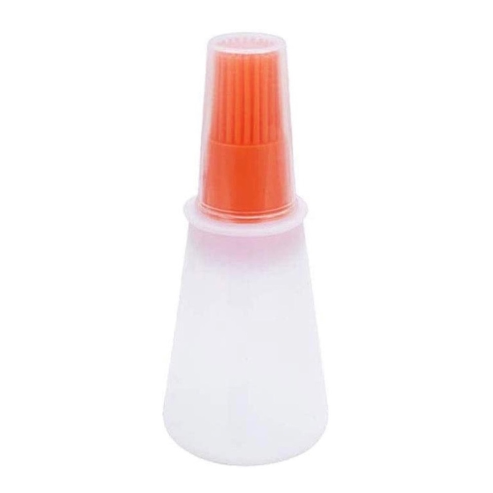 🆕 1pc, Orange Color Temperature Resistant Silicone Oil Brush With Bottle.